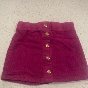 Isaac Mizrahi Girls Size 5/6 ( small ) Pink Corduroy Skirt with Gold Buttons